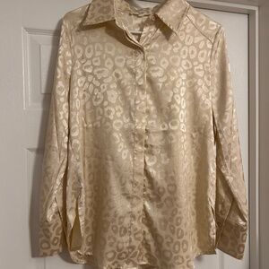 12th Tribe Gold Cheetah Print Button Down